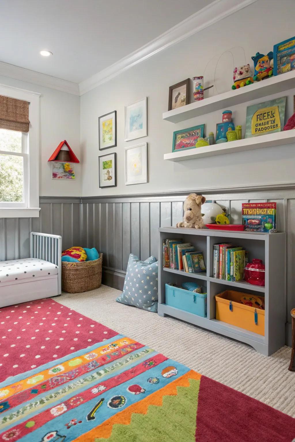 Metal wainscoting adds durability and creativity to kids' spaces.