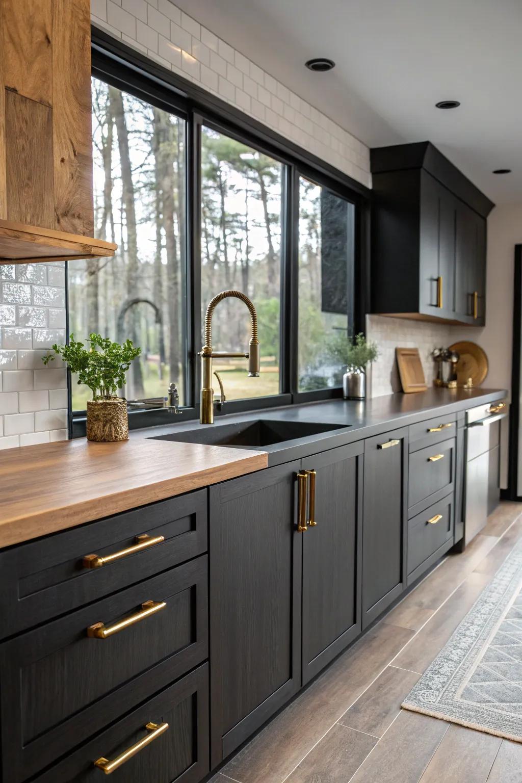 Metal accents add a sleek, modern contrast to the kitchen.