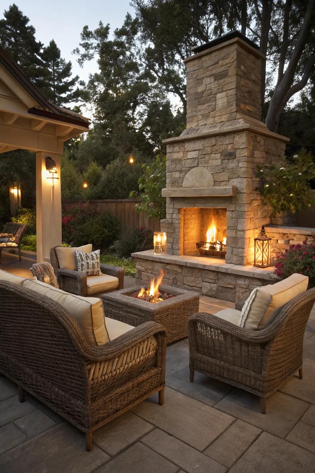 With the warmth of wicker, enhance your fireplace area.