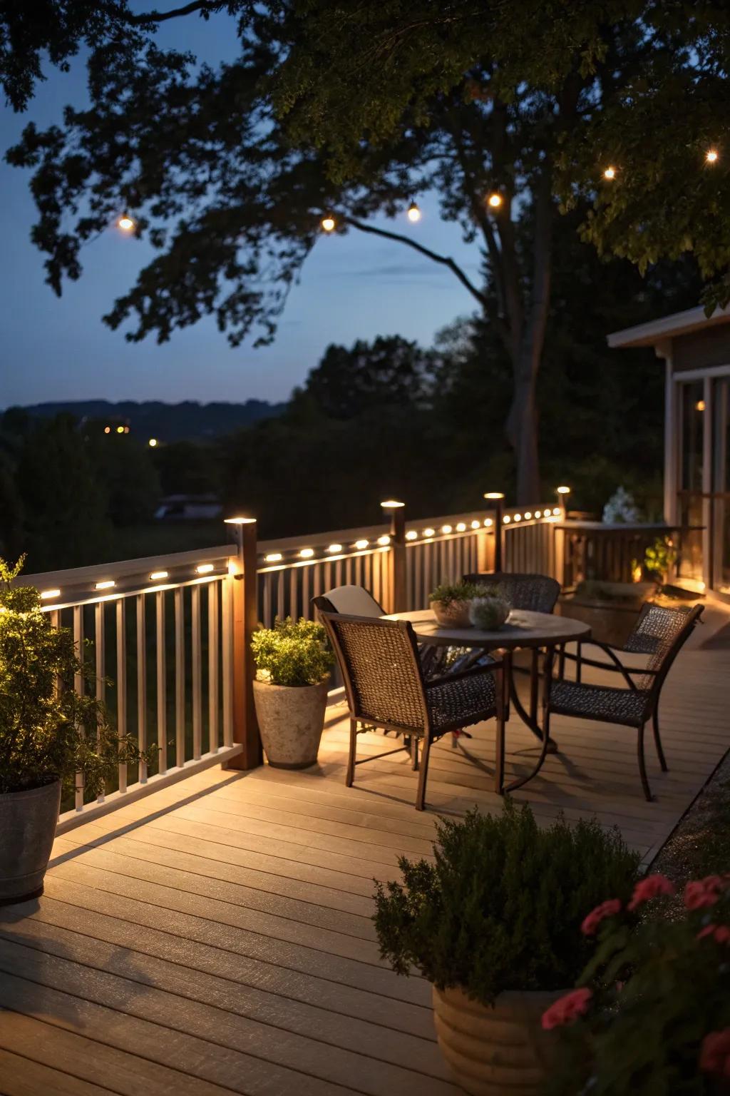 Enhance your patio with understated rail lighting.