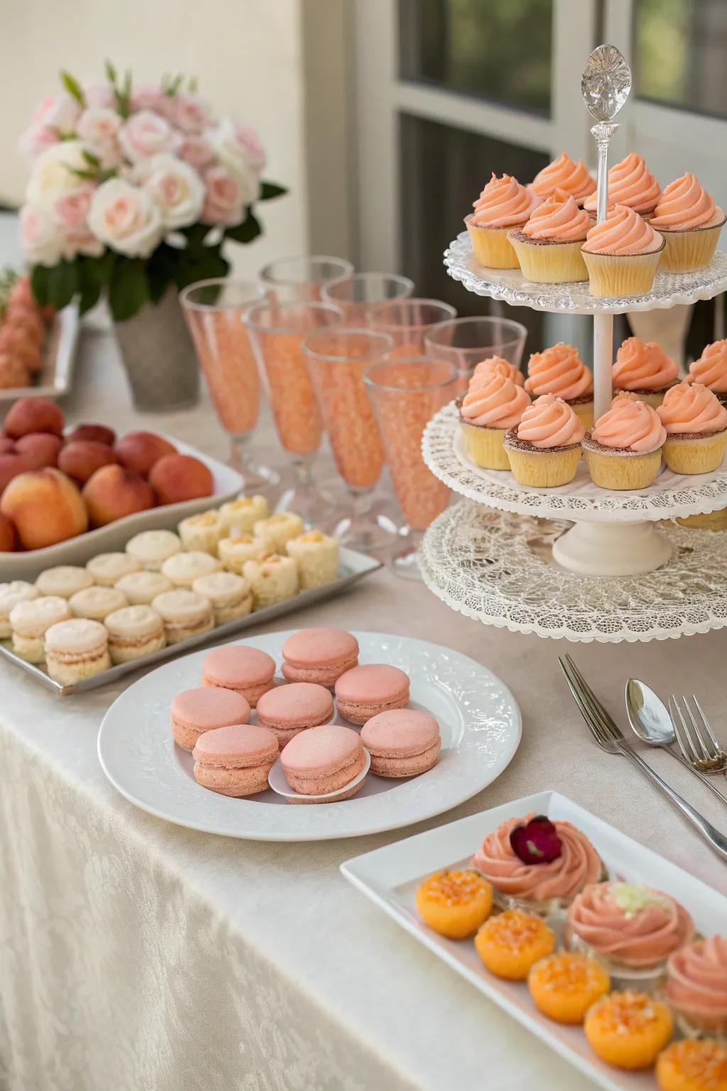 Delightful peach-themed dessert table to wow your guests.