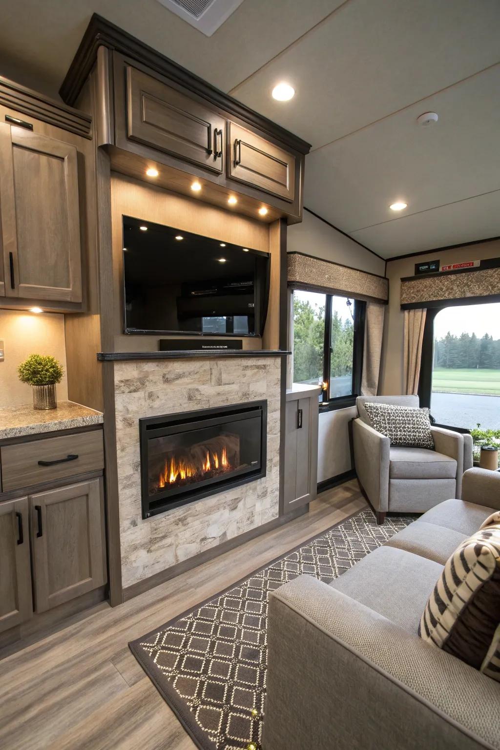 Multi-functional furniture optimizes RV space.