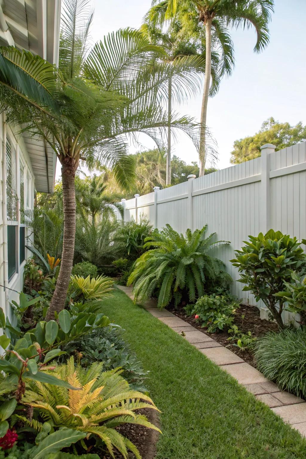 Tropical plants transform your side yard into a paradise.