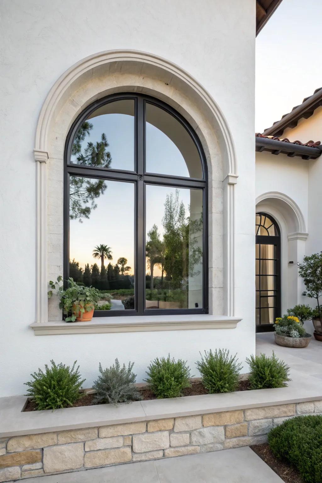 Simple designs highlight the natural beauty of arch windows.