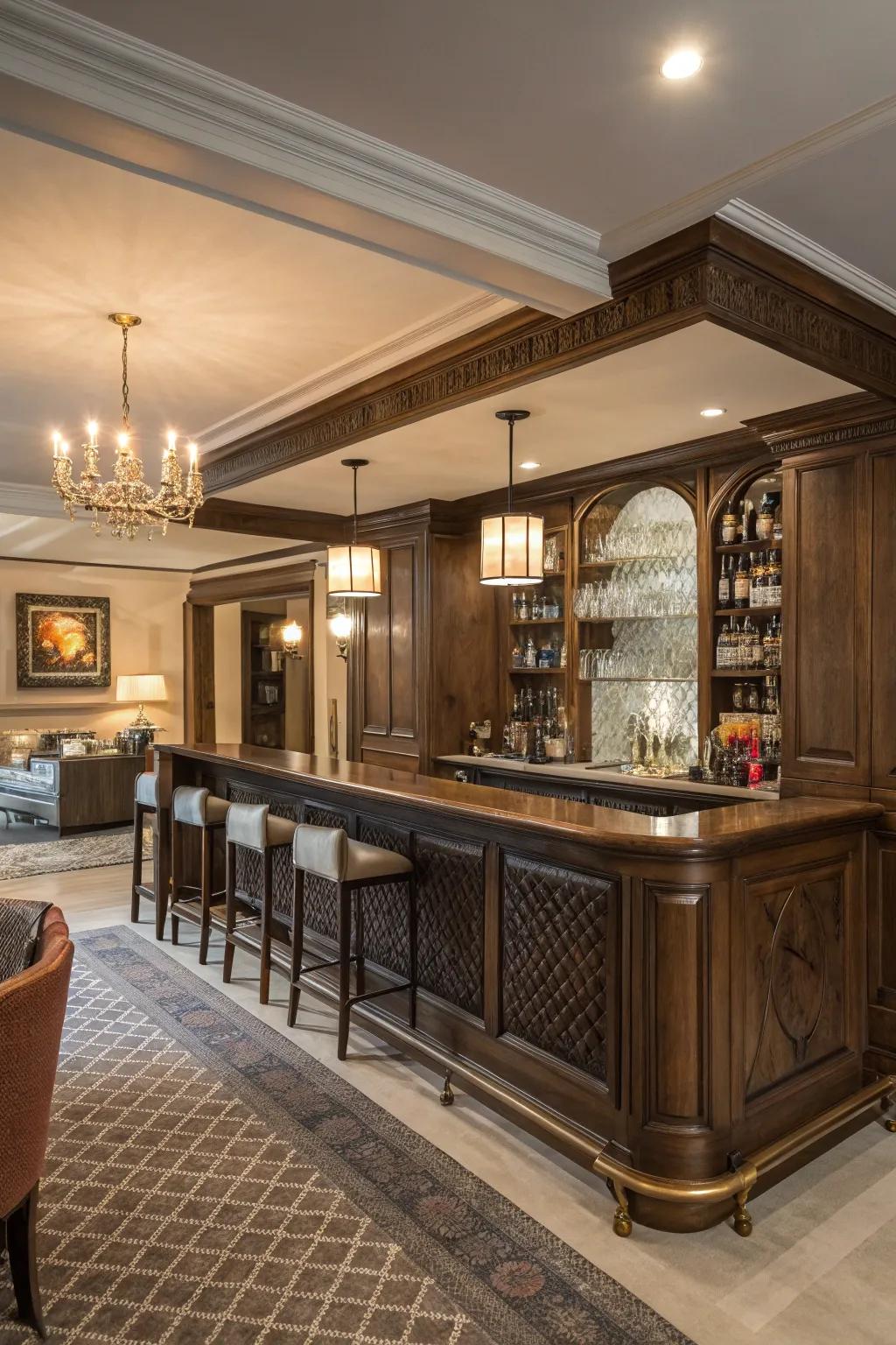 Vintage-inspired panels introduce old-school glamour to your bar.