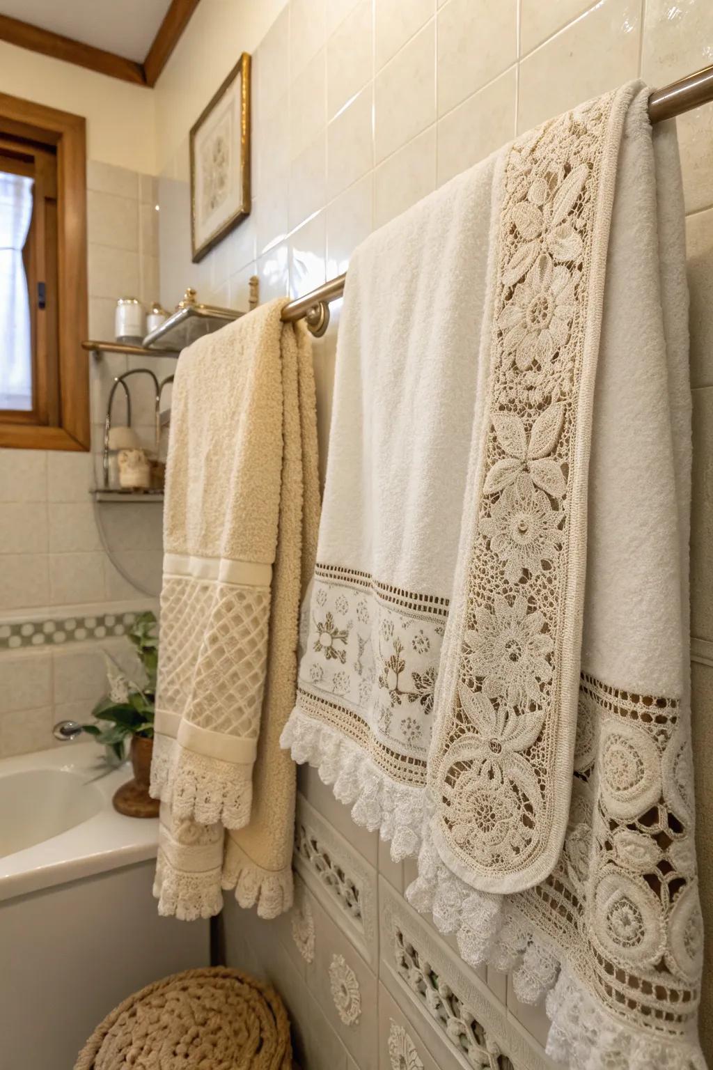 Bring timeless charm with vintage elements in your towel decor.