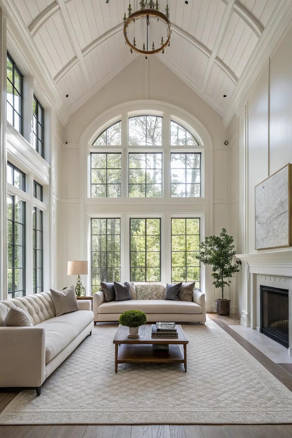 Diminutive-profile sofas introduce a sleek and expansive sensation.