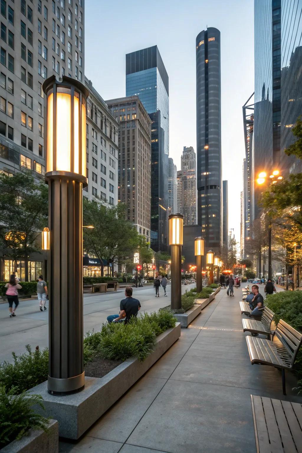 Inject modern edge with industrial column lights.