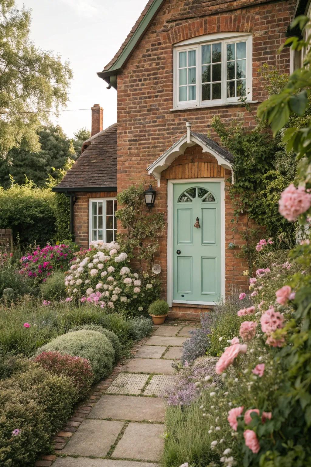 Charming and unique mint green door.