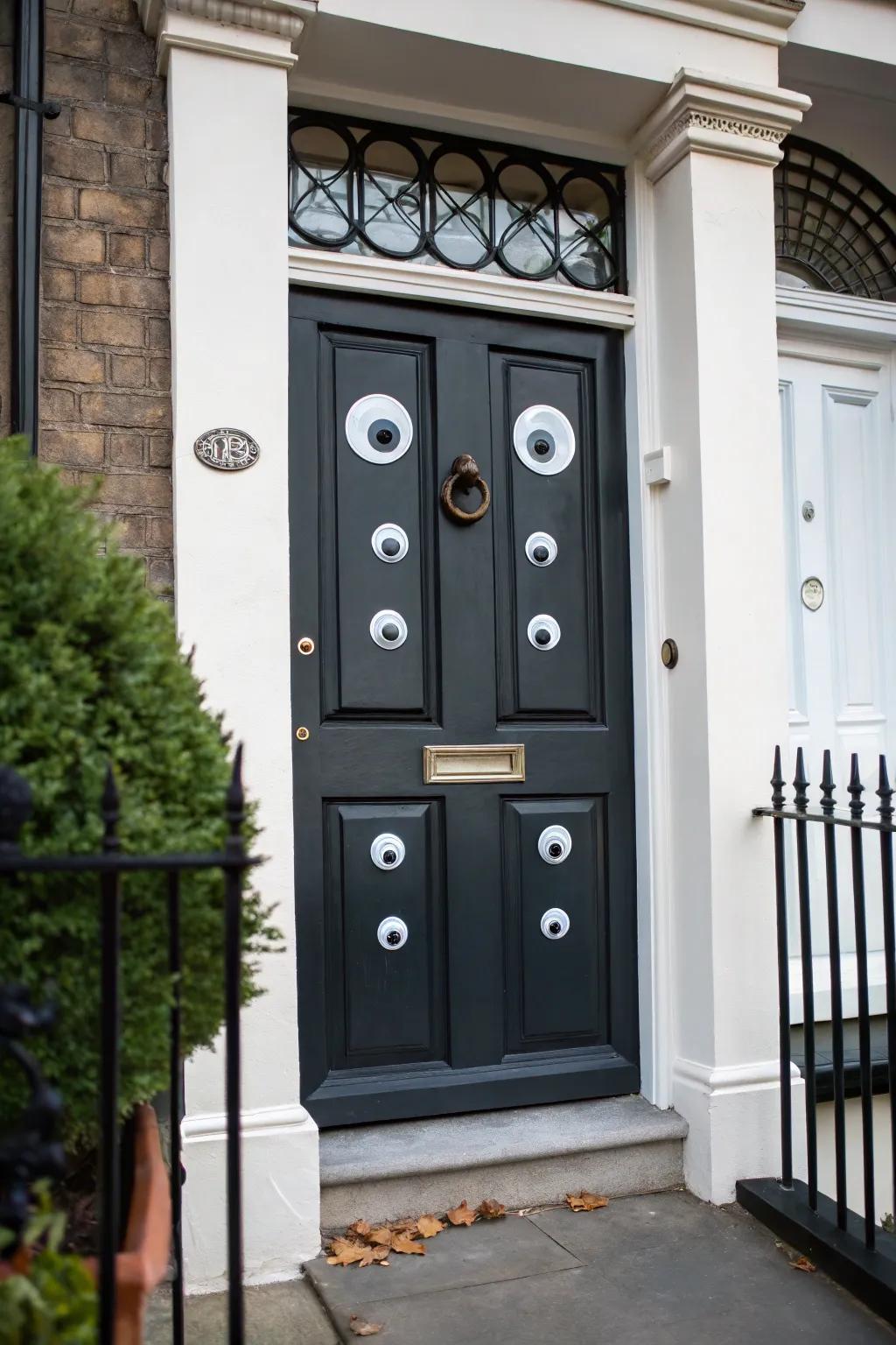 An eerie eyeball display adds a playful touch to Halloween.