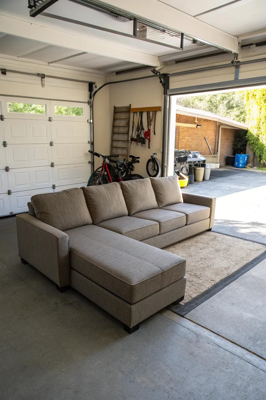 Convertible sectionals provide flexibility and adaptability for your garage.