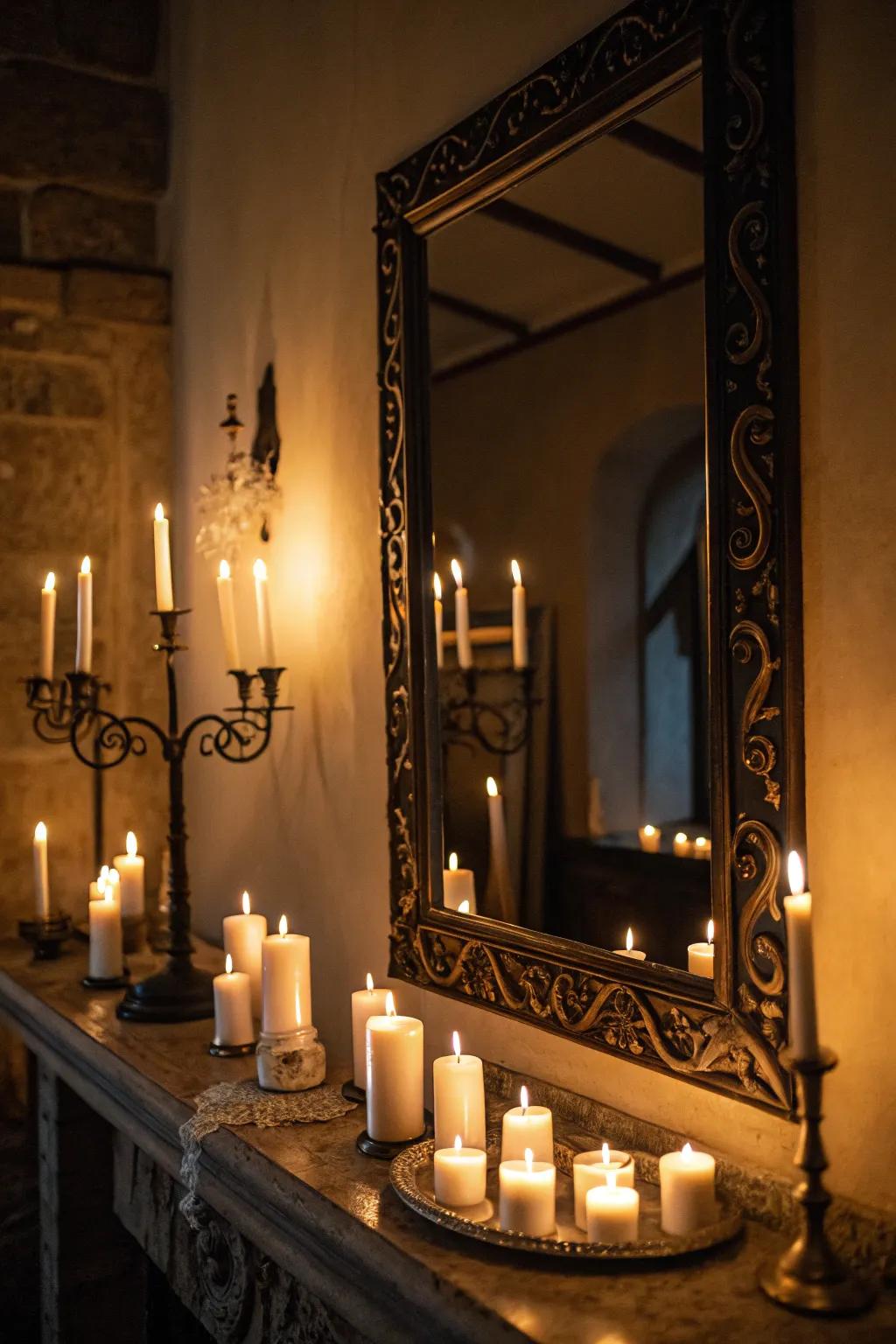 Add mystery and intrigue with a candlelit mirror.