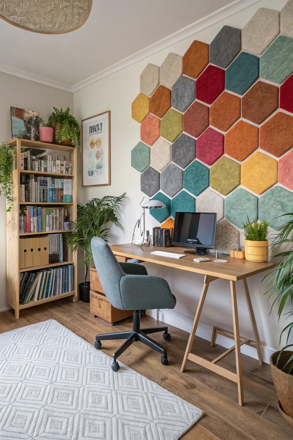 An eclectic mix of hexagons adds vibrancy and character to your space.