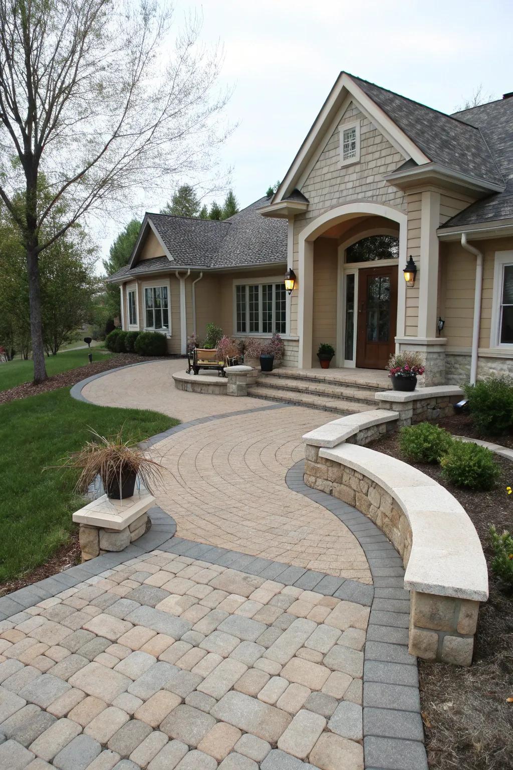 Seatsing locations include function and appeal to this connected entryway.