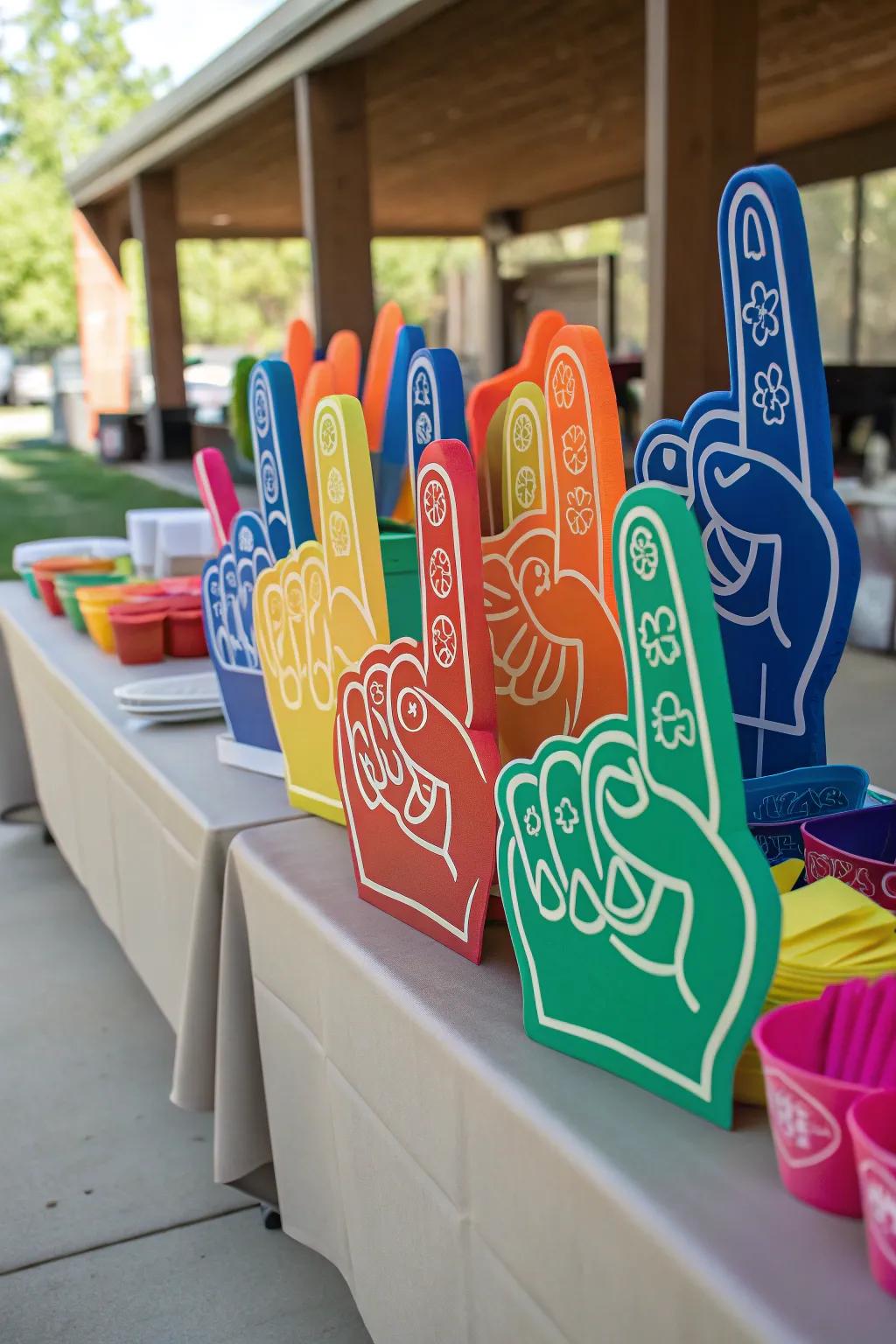 Wave your DIY foam fingers with pride.