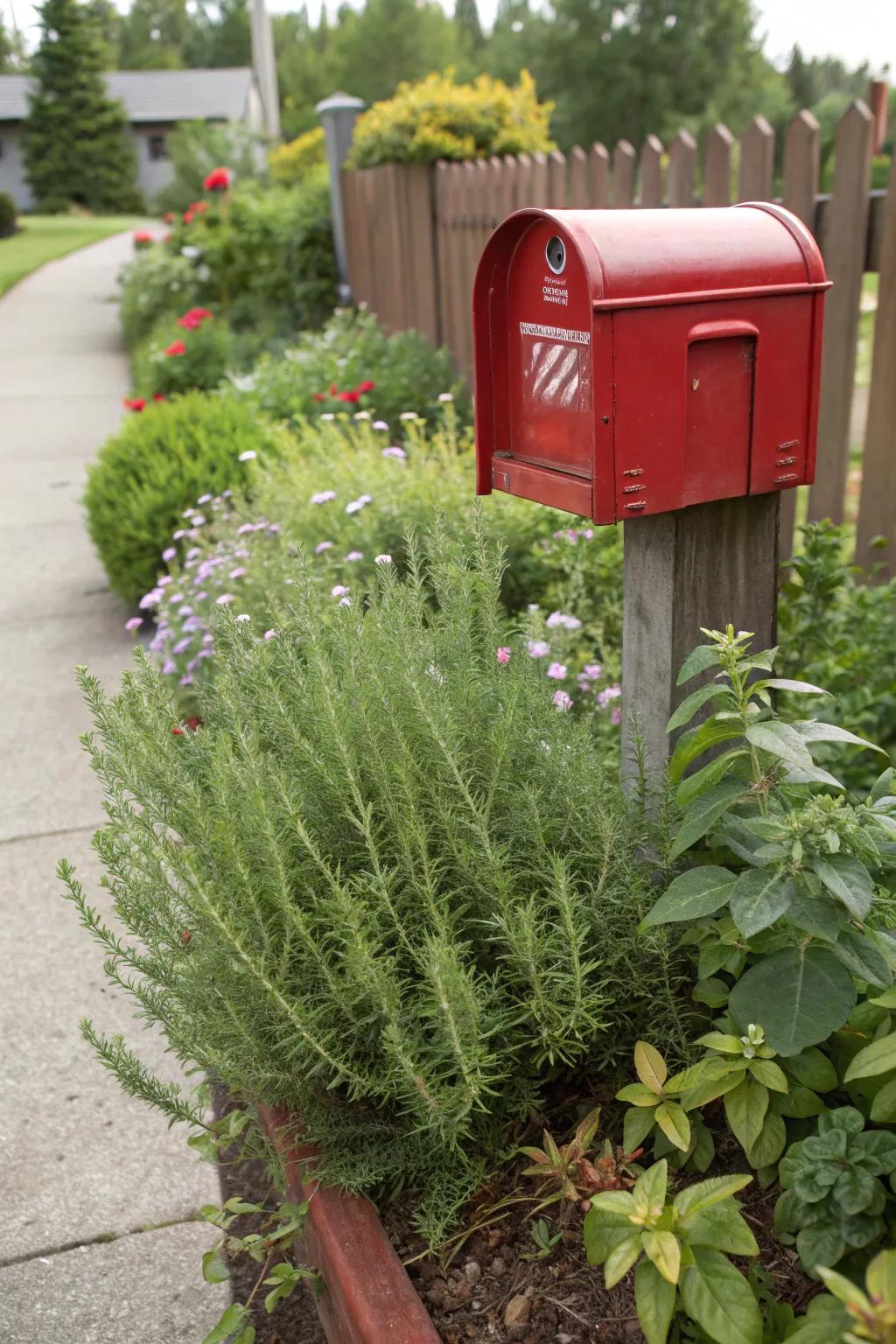 An herb garden provides fragrance and function to your mailbox area.