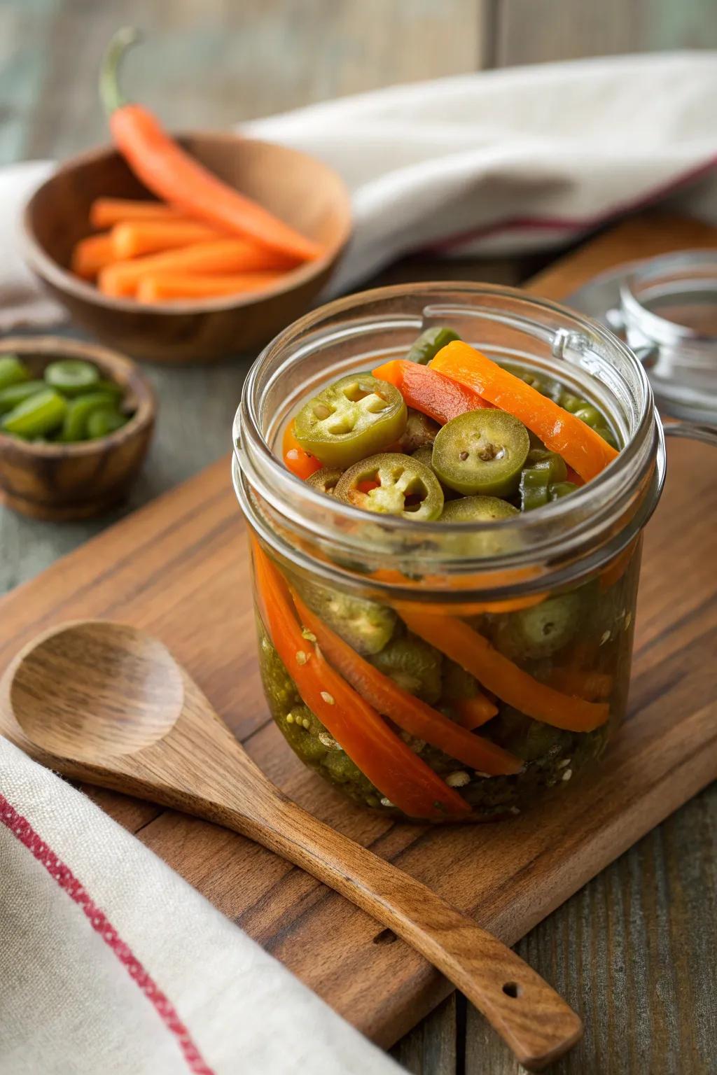 Tangy pickled goodies for a zesty kick.