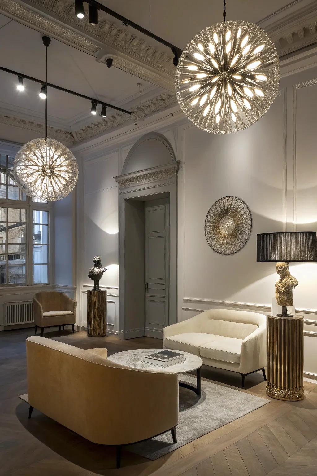 Artistic lighting that changes the feel of a modern home.