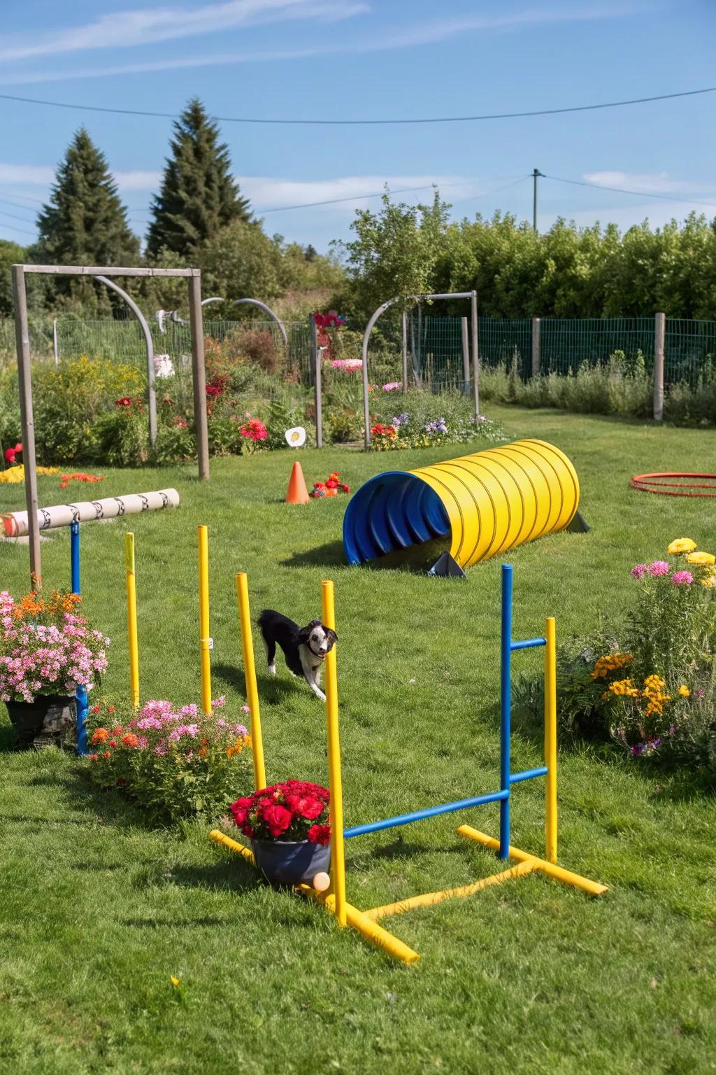 A DIY agility course provides a fun and engaging activity for pets.