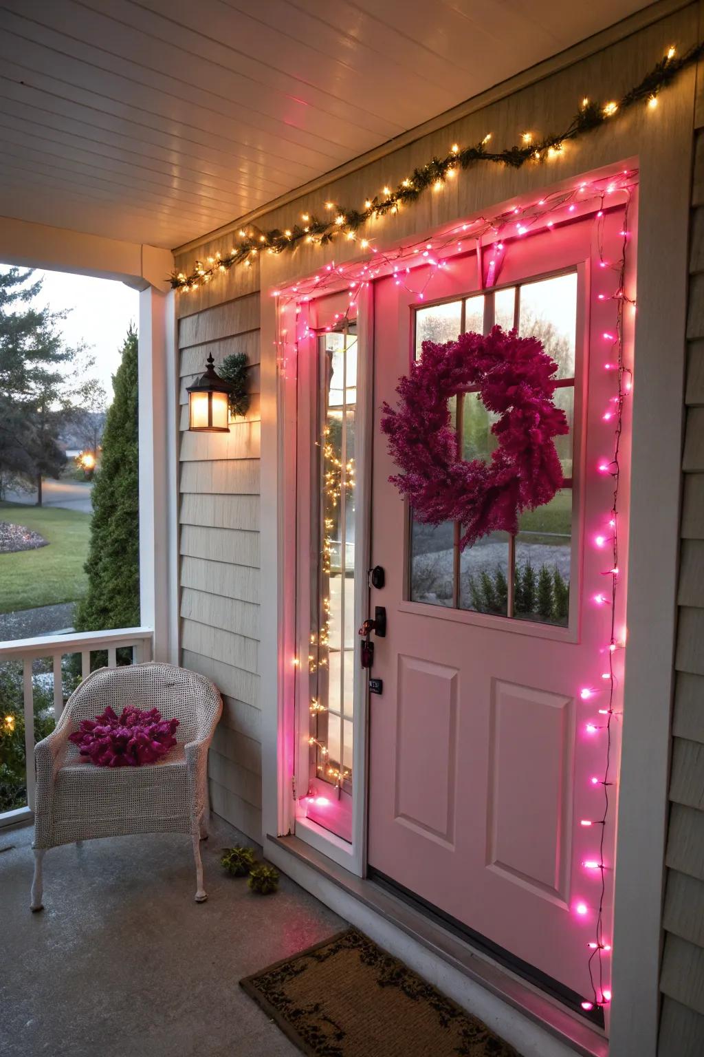 Pink outdoor decor that spreads holiday joy.