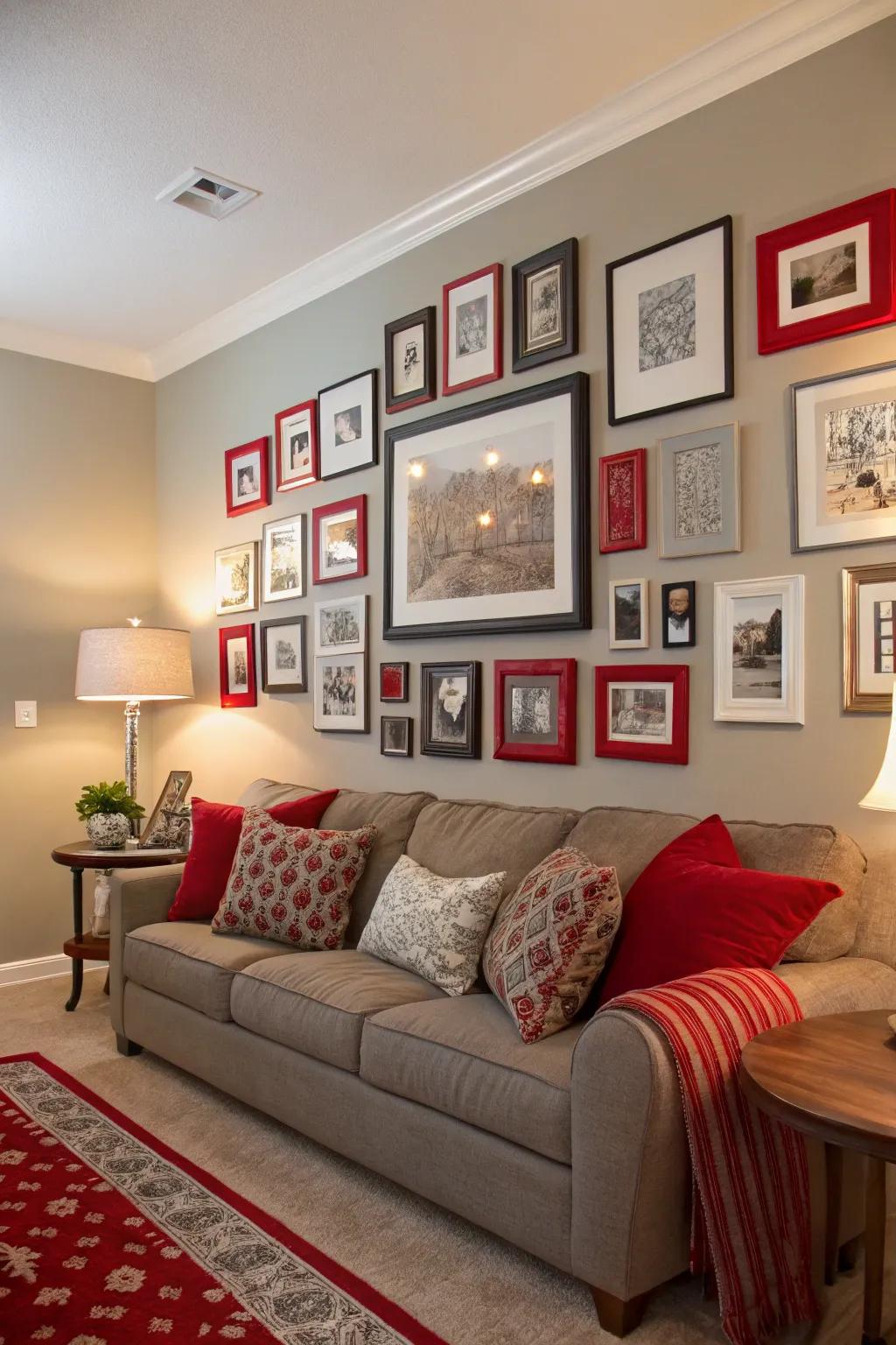 A gallery wall personalizes and enlivens a living space.