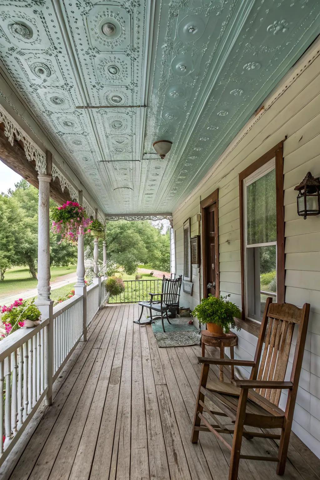 Tin ceilings offer a nostalgic and unique aesthetic.