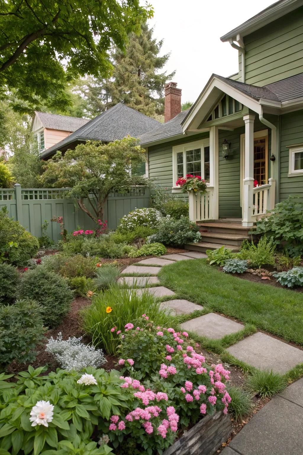 Colors that go together make your yard feel as one.