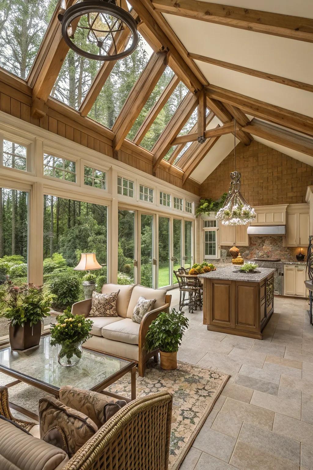 A vaulted ceiling adds spaciousness and elegance.