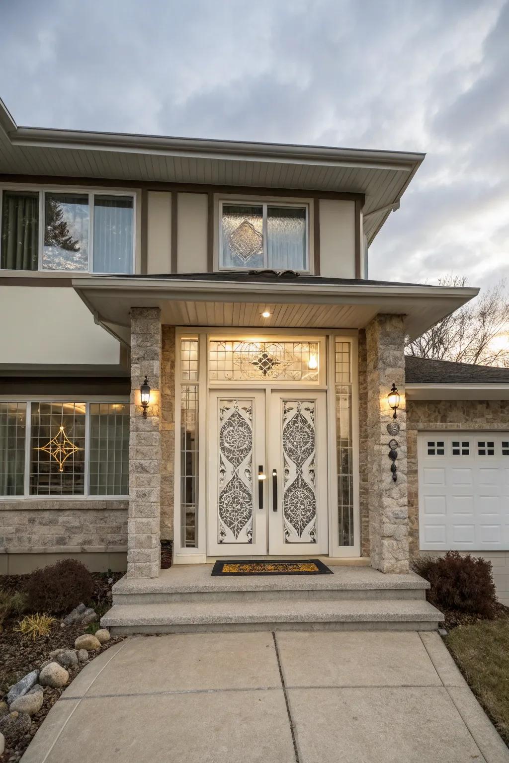 Geometric patterns add a modern flair to your front door.