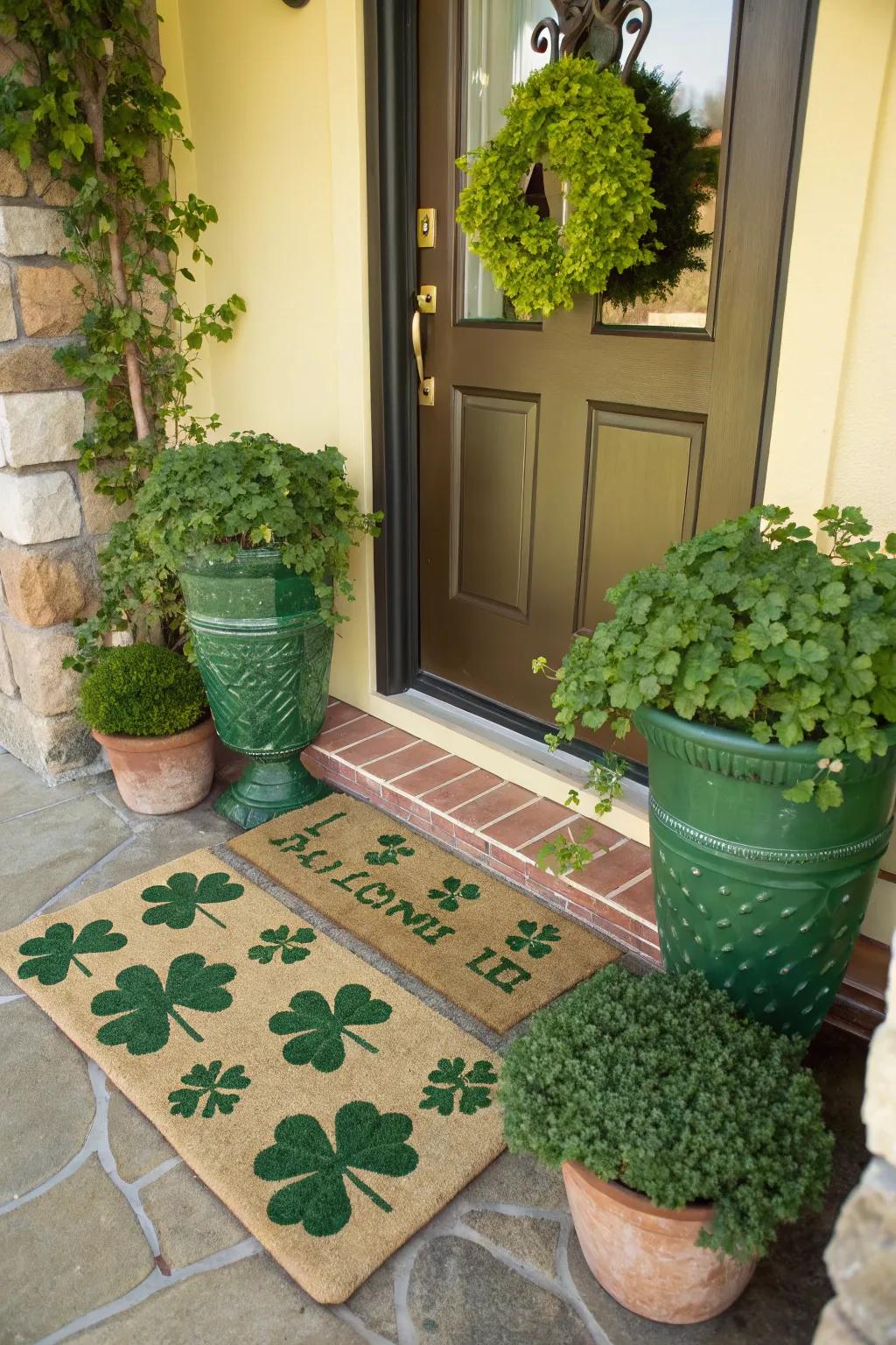 Extend a cordial reception through festive vestibule decor.