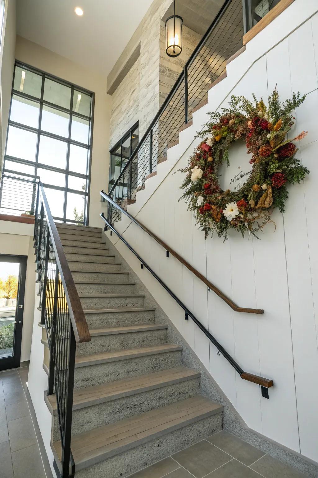 A seasonal wreath adds elegance and nature to your decor.