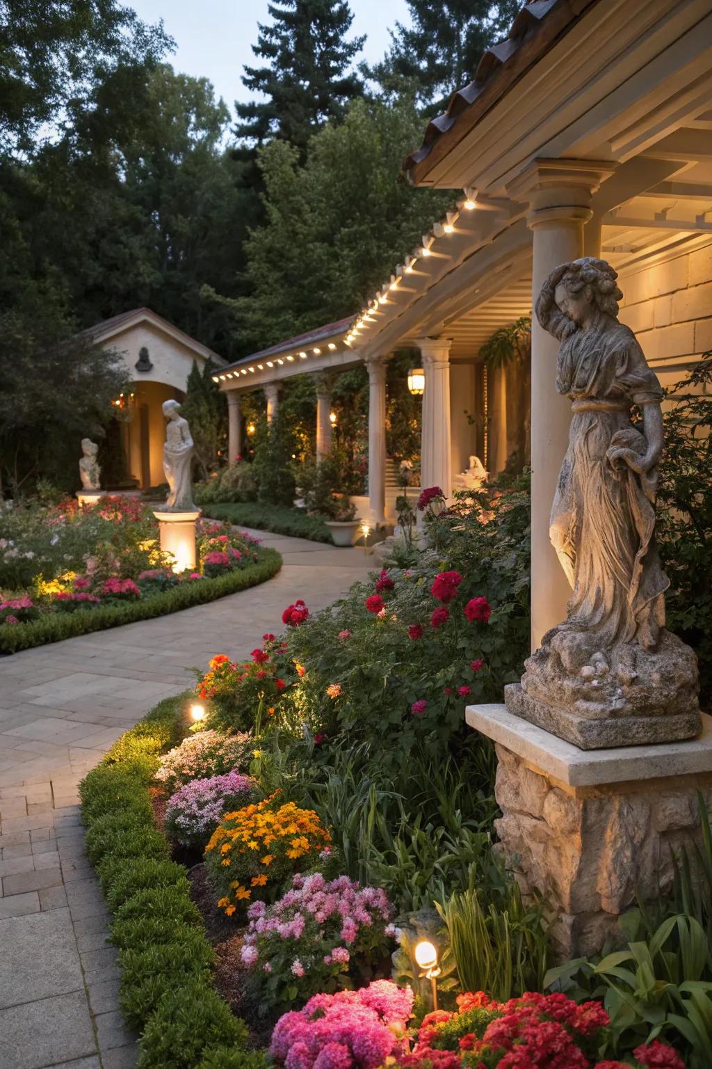 Special garden features stand out beautifully with targeted lighting.