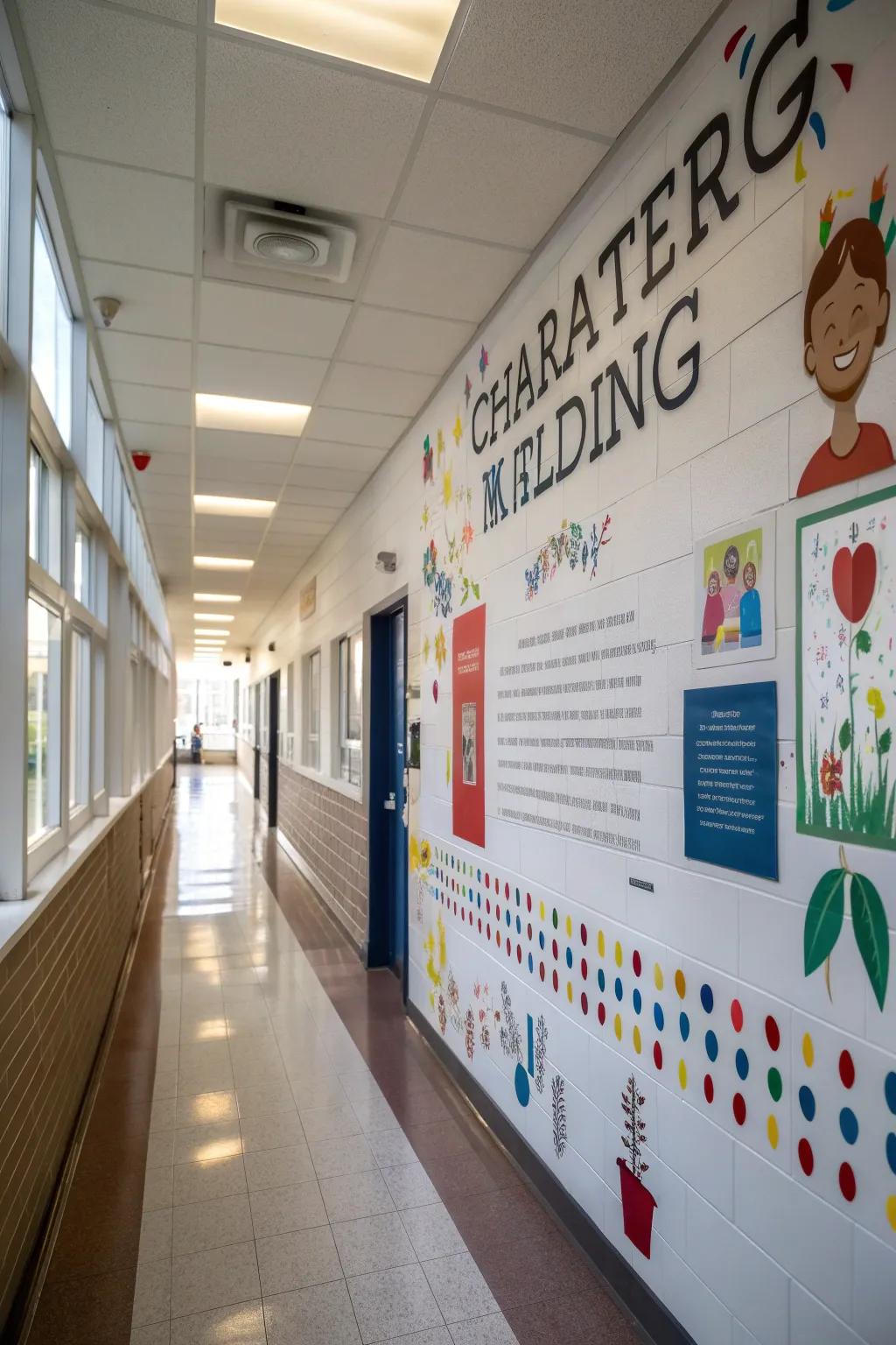 A character building wall that promotes kindness and respect among students.