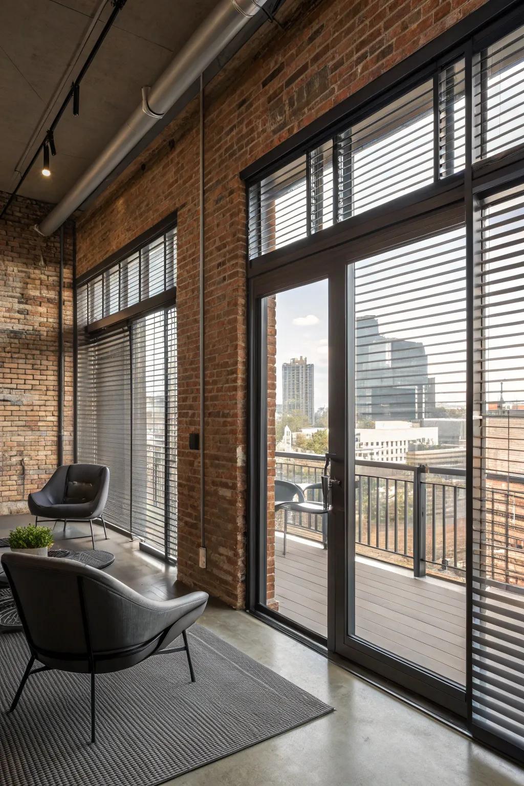 Metal blinds offering a sleek and industrial look