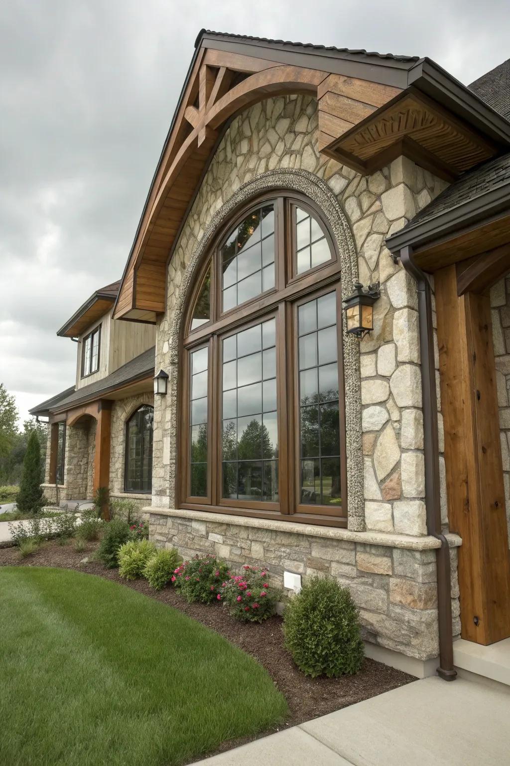 Mixing substances like wood and stone adds unique texture and style.