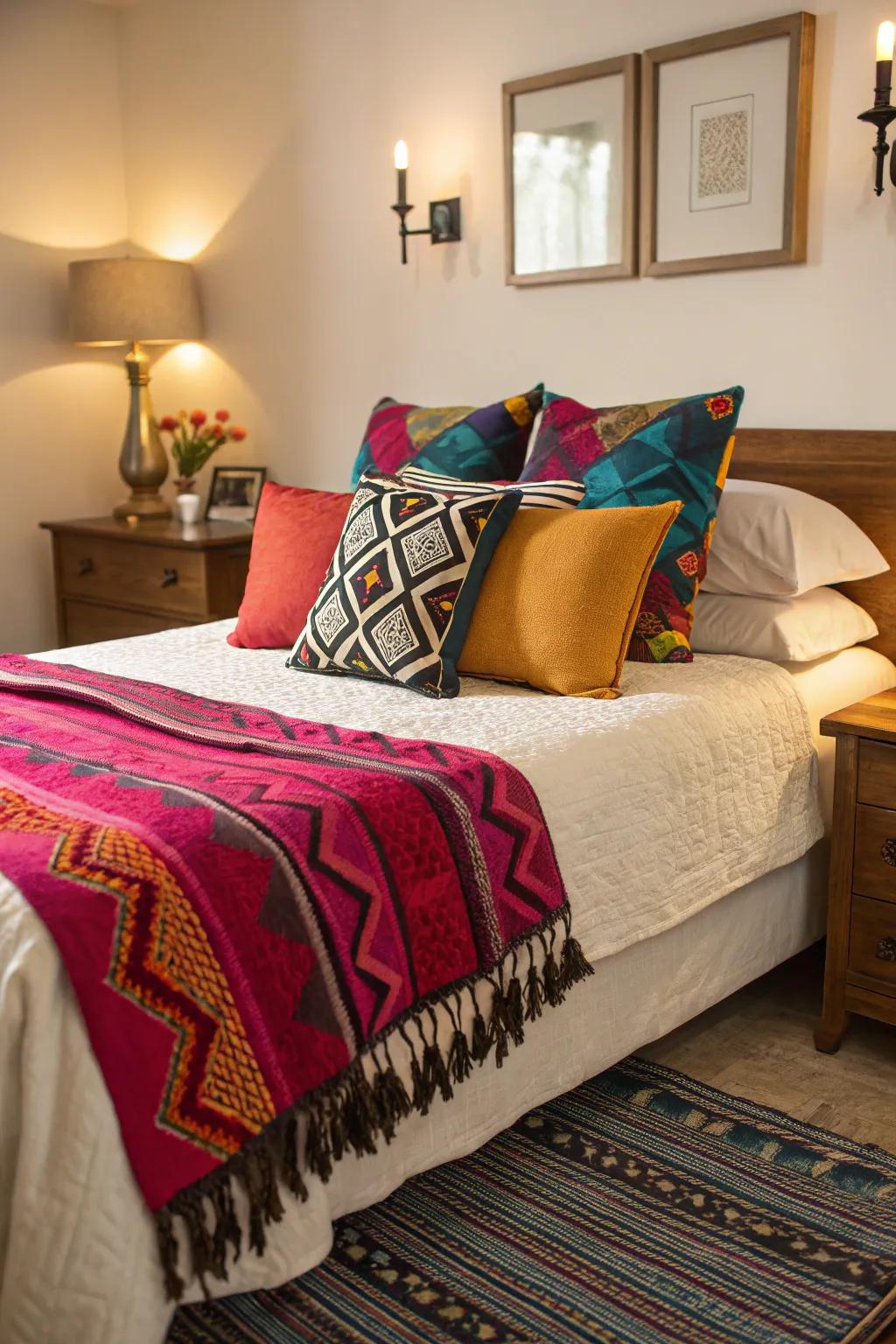 See how bright accents can infuse a neutral bedroom with energy and character.
