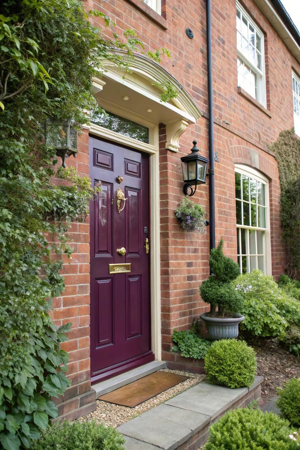 Rich and sophisticated deep plum door.