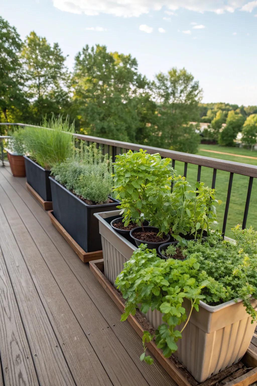 Simplify care with self-watering herb pots.