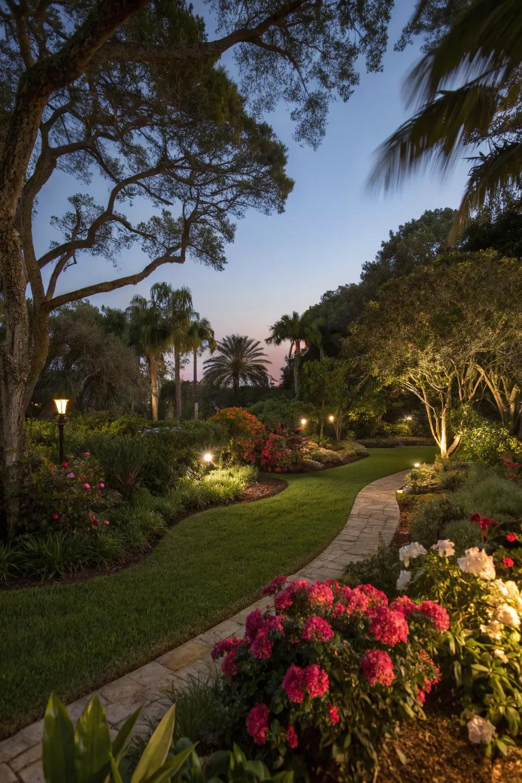 Outdoor lighting enhances the beauty and safety of your garden at night.