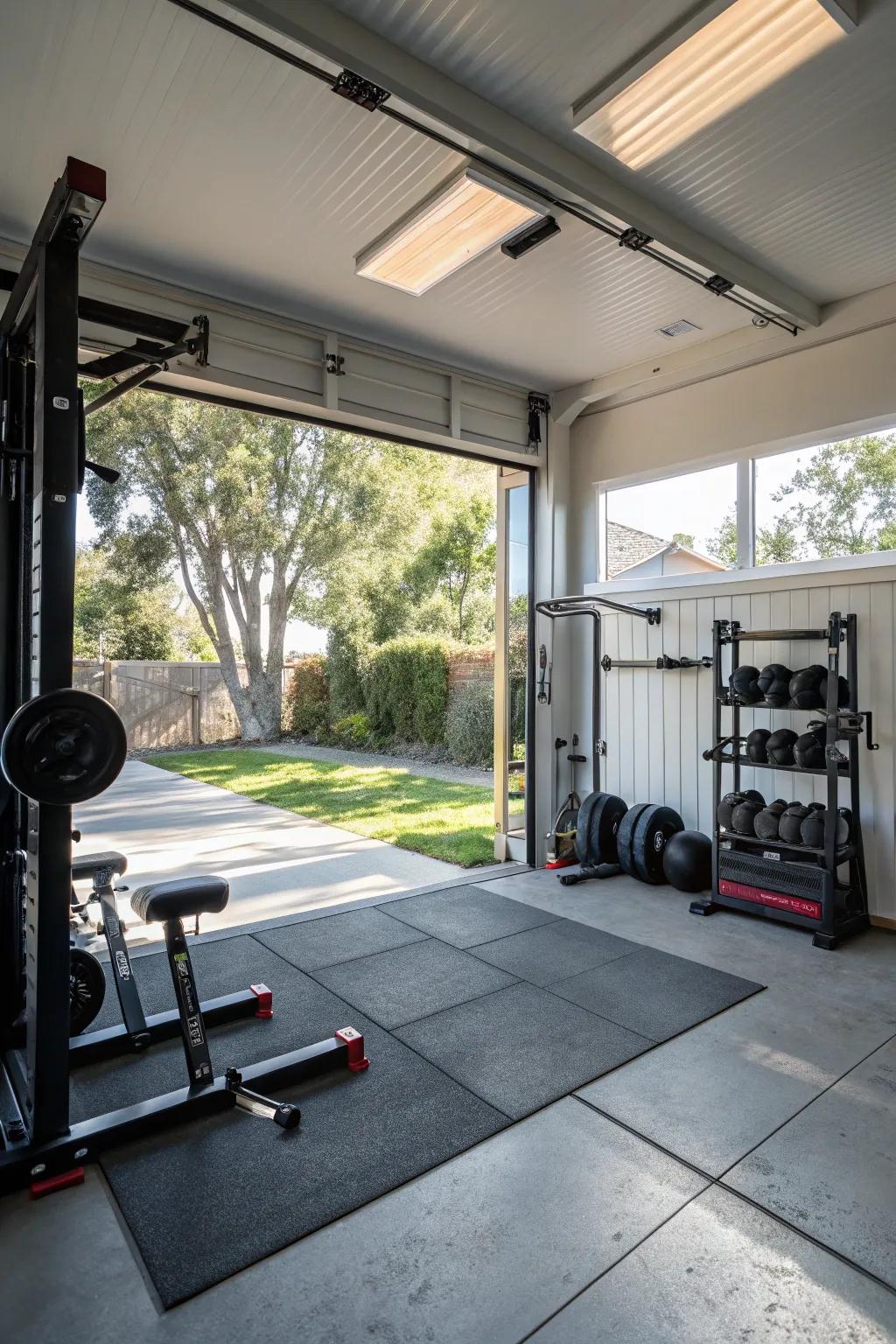 Proper ventilation keeps your garage gym cool and fresh.