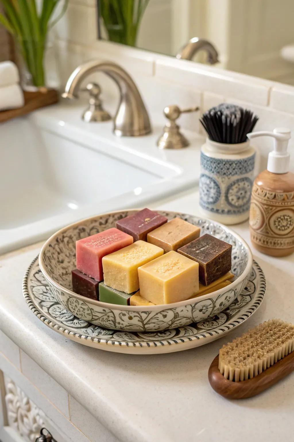 Luxurious artisan soaps for a spa-like experience.