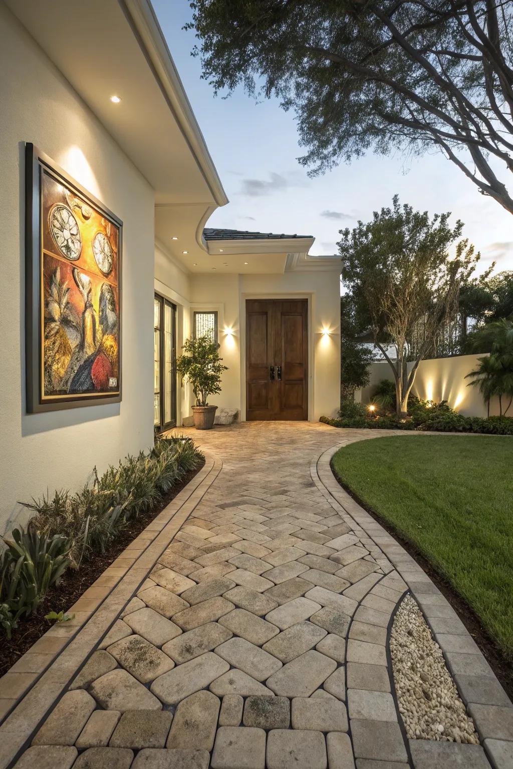 Art changes this connected entryway into a captivating centerpiece.