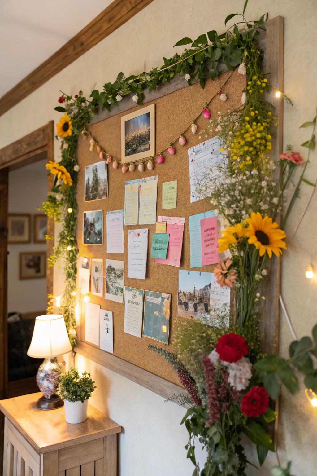 A wildflower-themed bulletin board to brighten up any space.