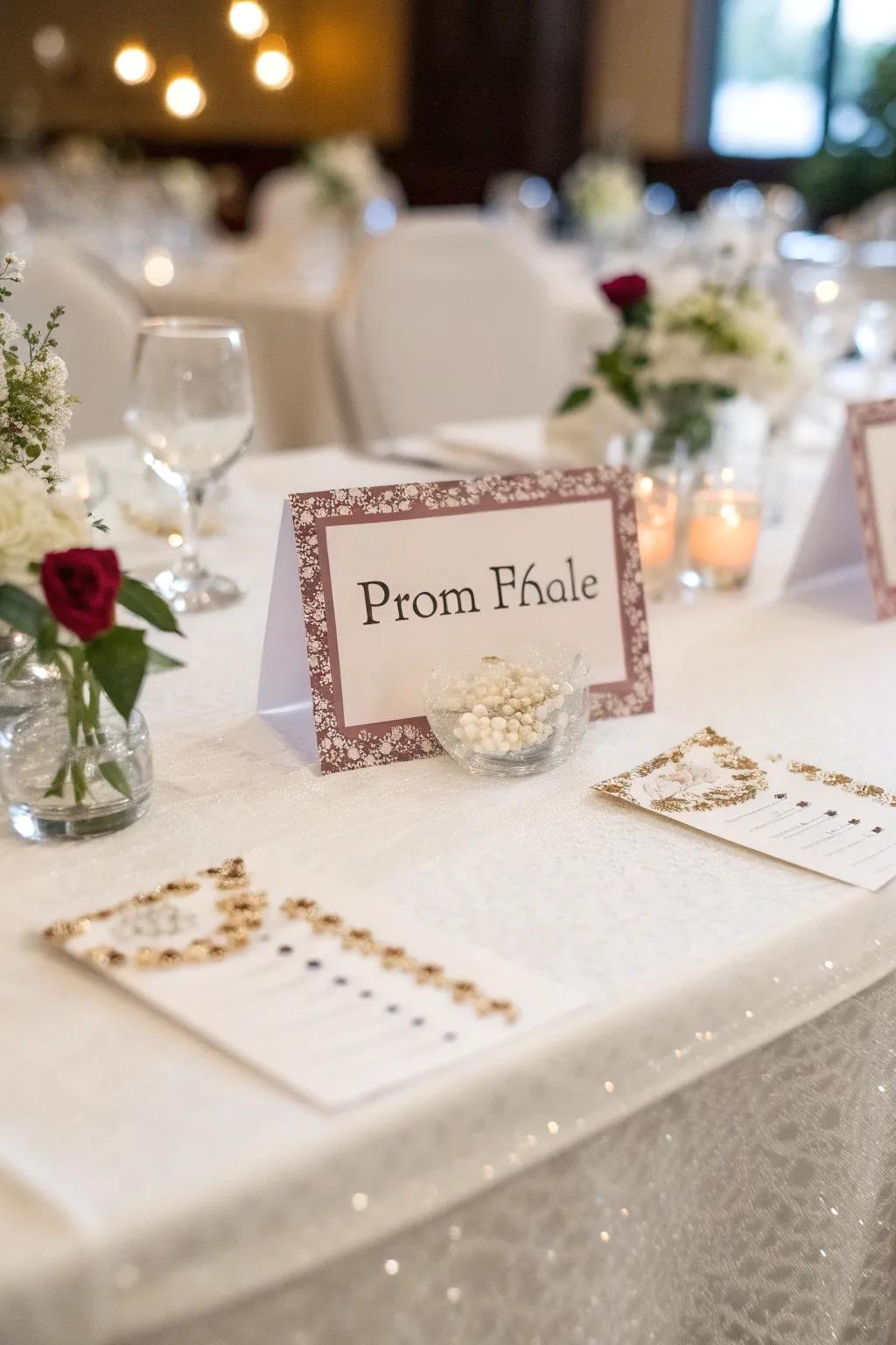 Individualized location indicators contribute a unique embellishment to your prom tables.