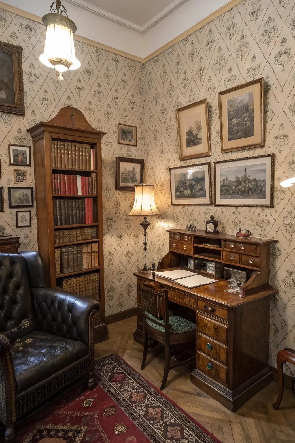 Historical touches add timeless charm to this cozy cigar room.