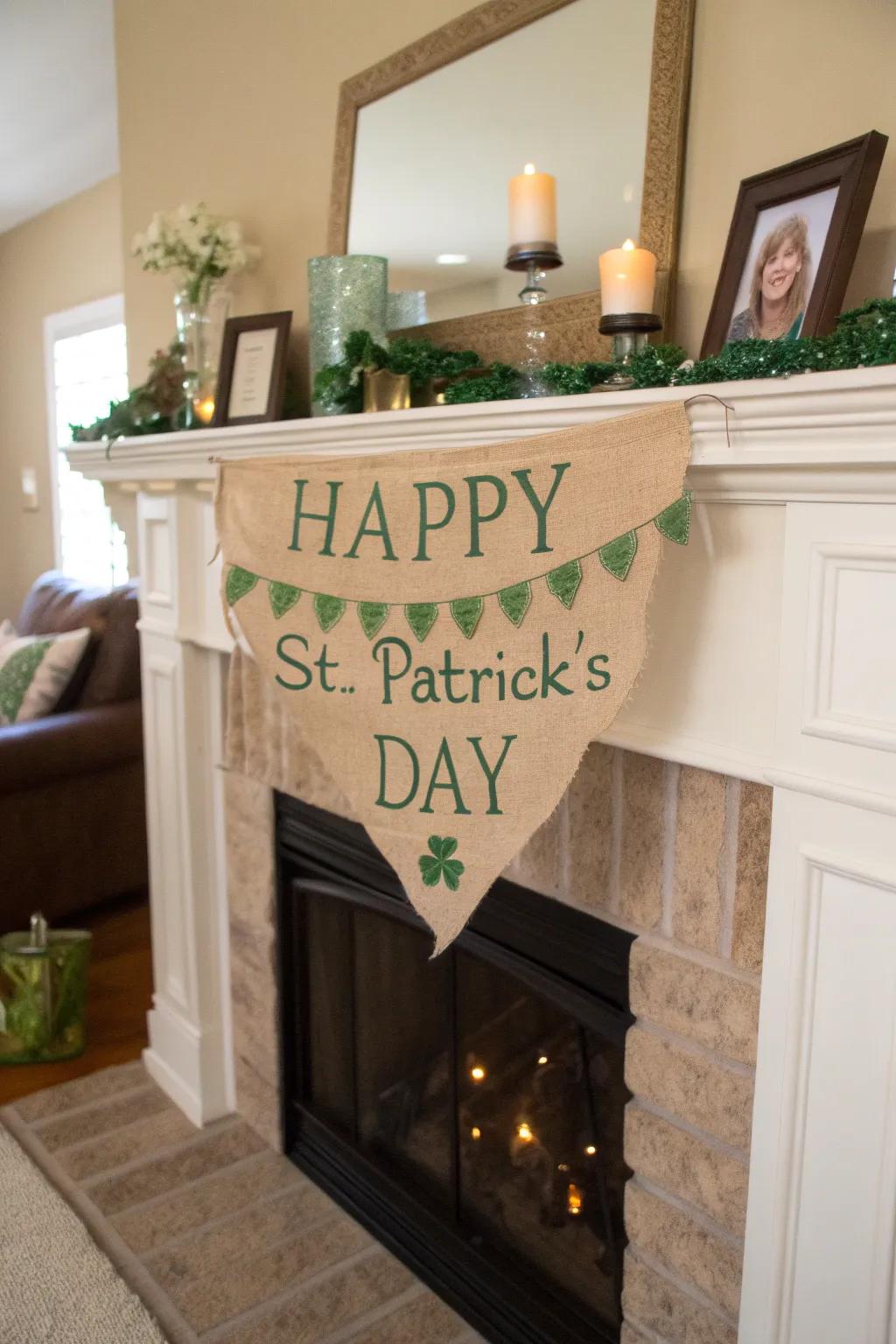Supplement a primitive nuance with a crafted holiday banner.