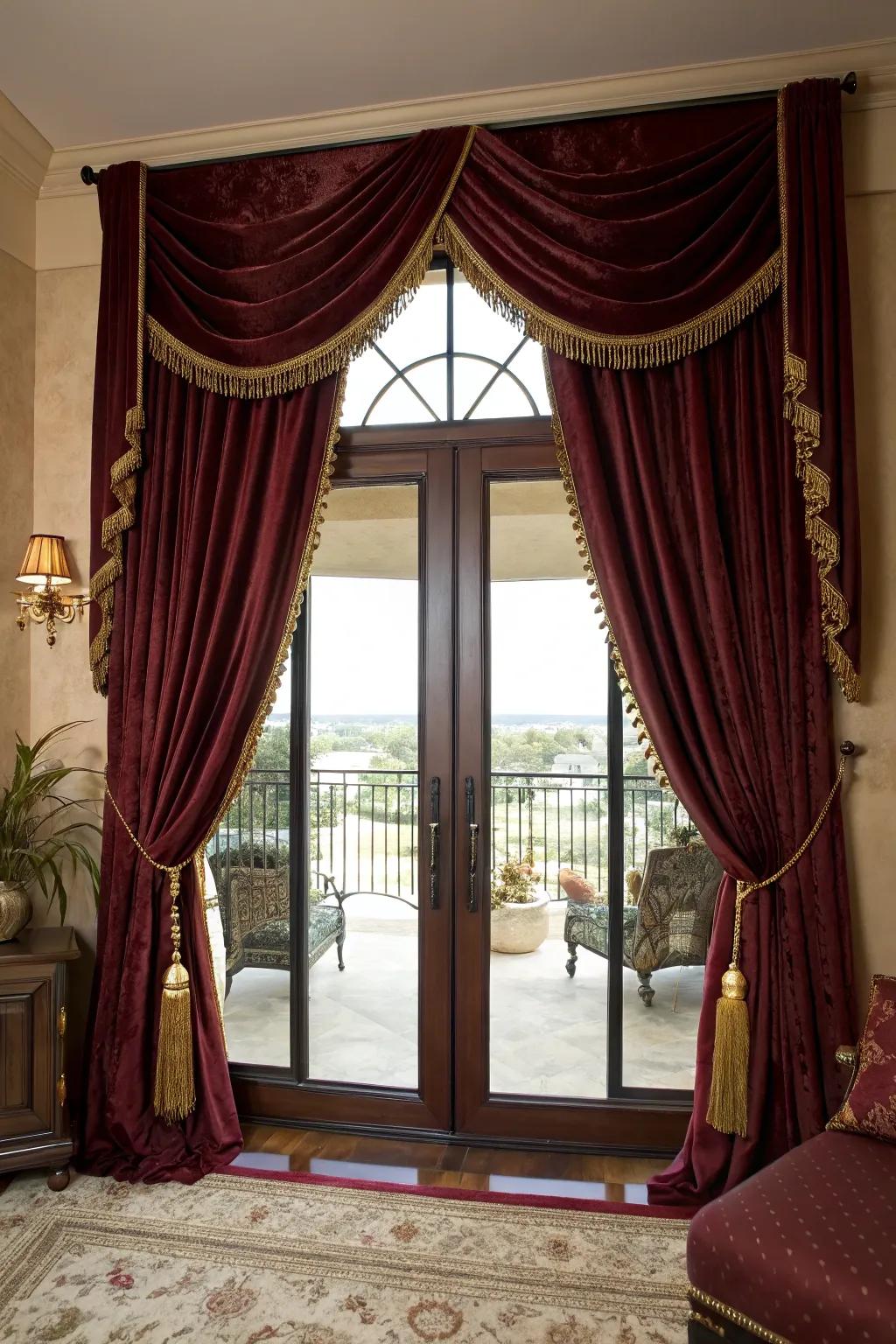 Velvet drapes providing luxury and coziness