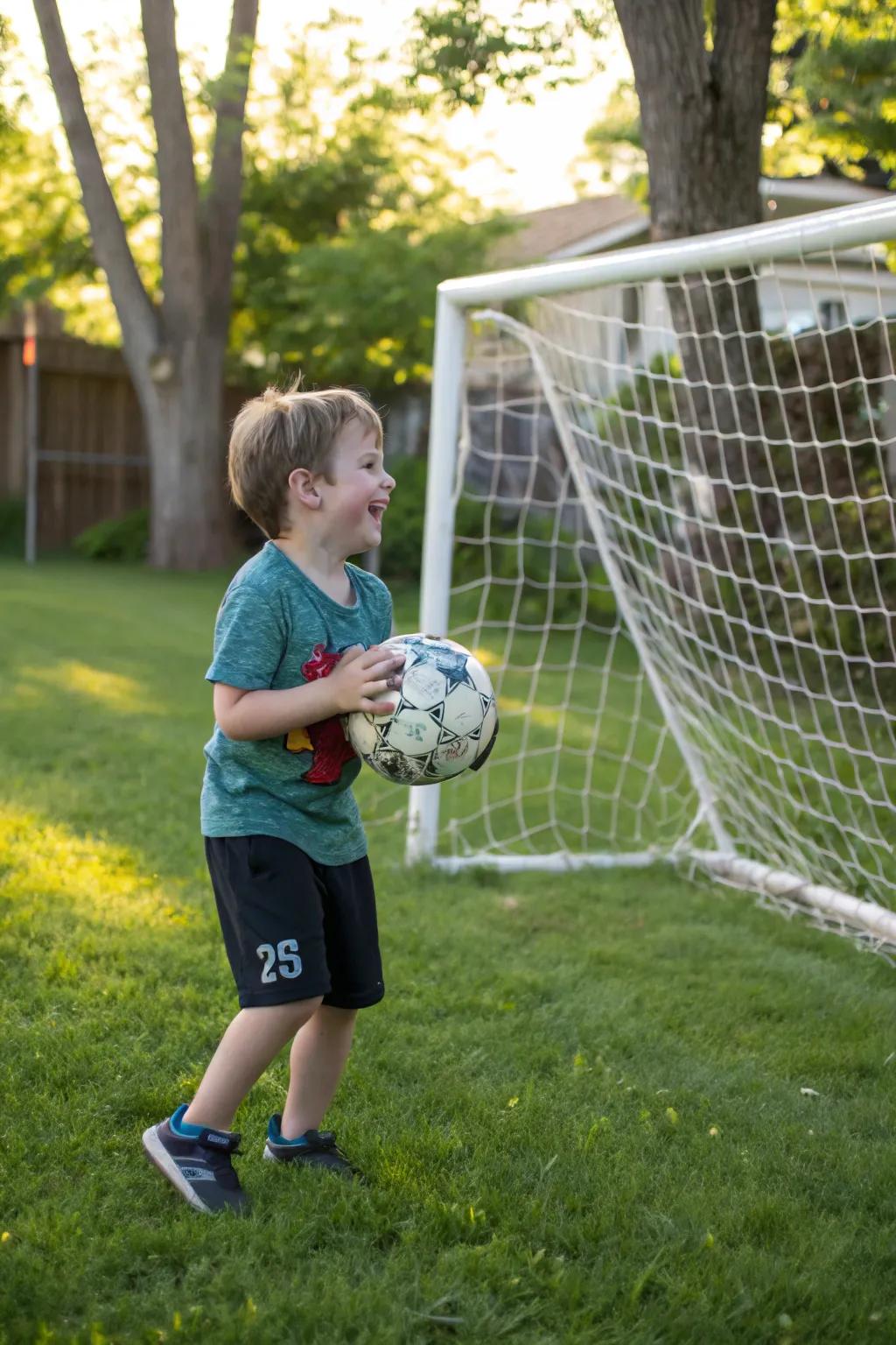 Sports-themed photos celebrate your child's hobbies.