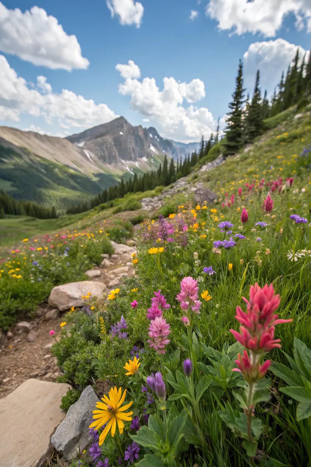 A vibrant wildflower patch adding a wild touch.