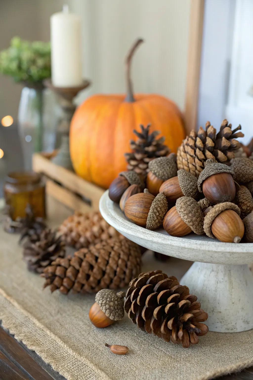 Bring the beauty of nature indoors with natural fall elements.